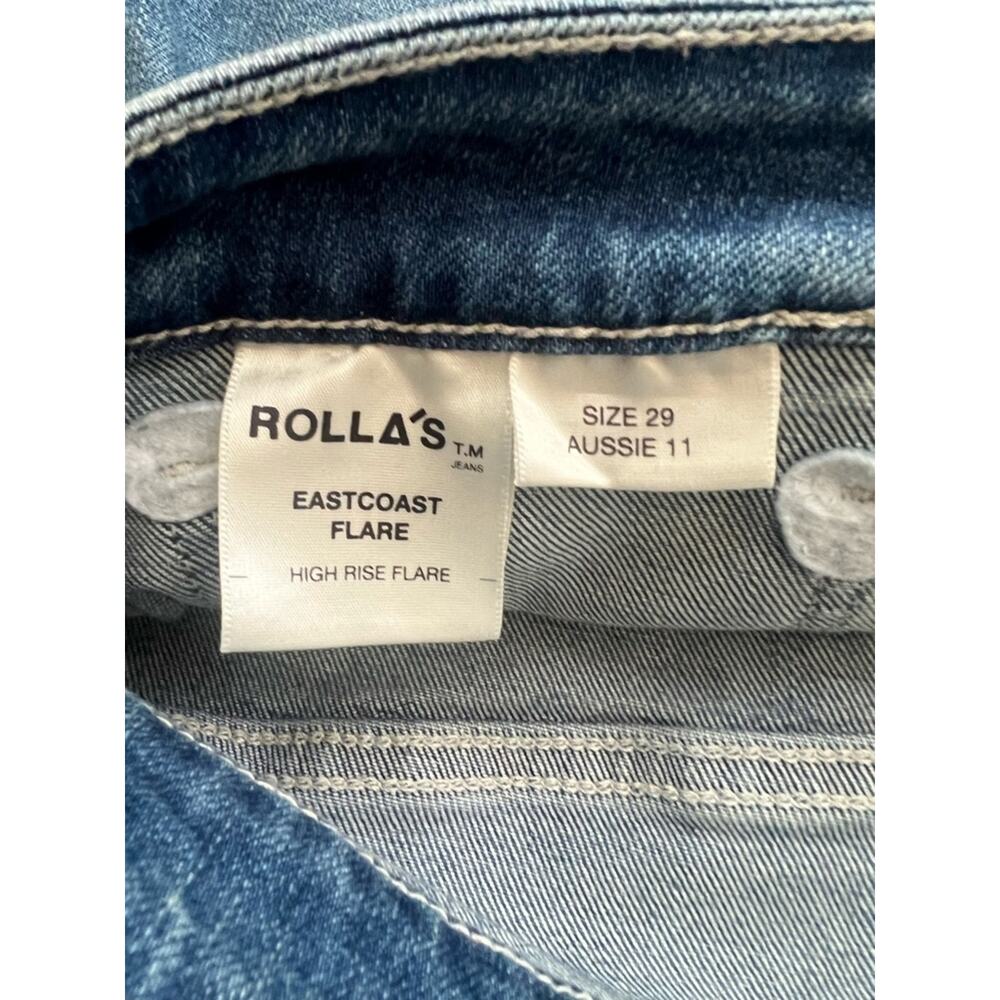 Rollas Women’s East Coast Flare High Rise Y2K Flared Stretch Blue Jeans Size 29 - Picture 5 of 12